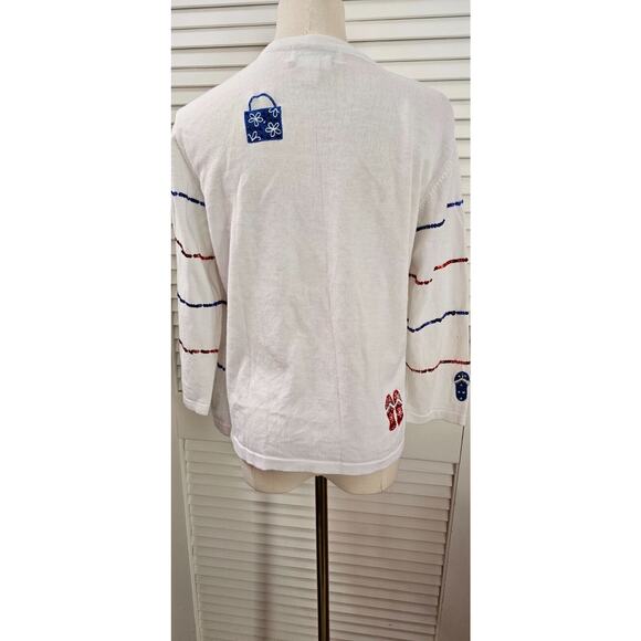 Vintage Jack B Quick M Patriotic Election Knit Sweater Cardigan-Sequined-Beaded - Picture 2 of 5